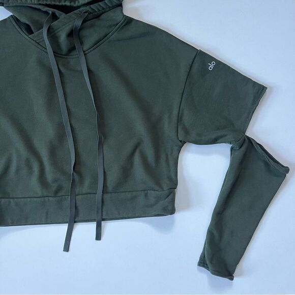 ALO Yoga Green Cropped Hoodie - Picture 5 of 10